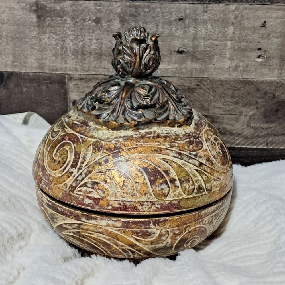 Unbranded Decorative Box Gold and Brown vintage antique